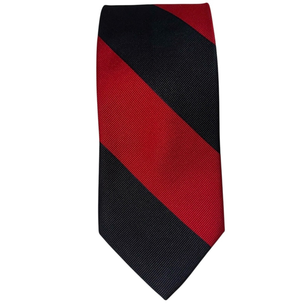 JoS. A. Bank Mens Tie Executive Collection Silk Dark Blue & Red Striped 60x3.25”